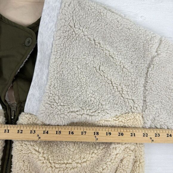 Free People Movement Jacket Women S Sherpa Fleece Full Zip Oversized Cream Green - Picture 13 of 16